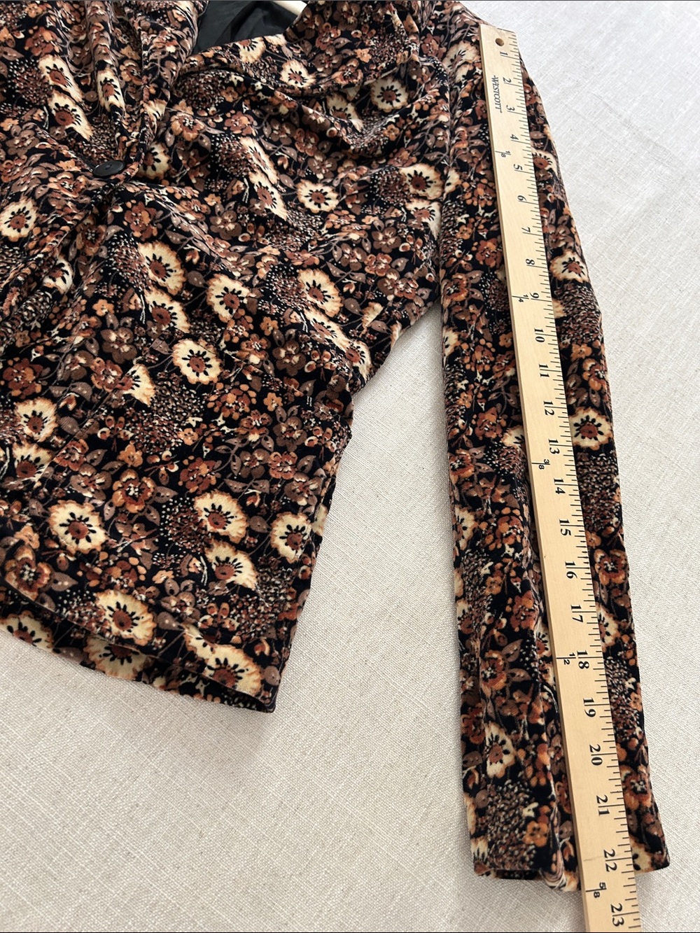 John Meyer Velvet Single-Button Blazer Tailored Fall Floral Bohemian Whimsigoth - Picture 11 of 14